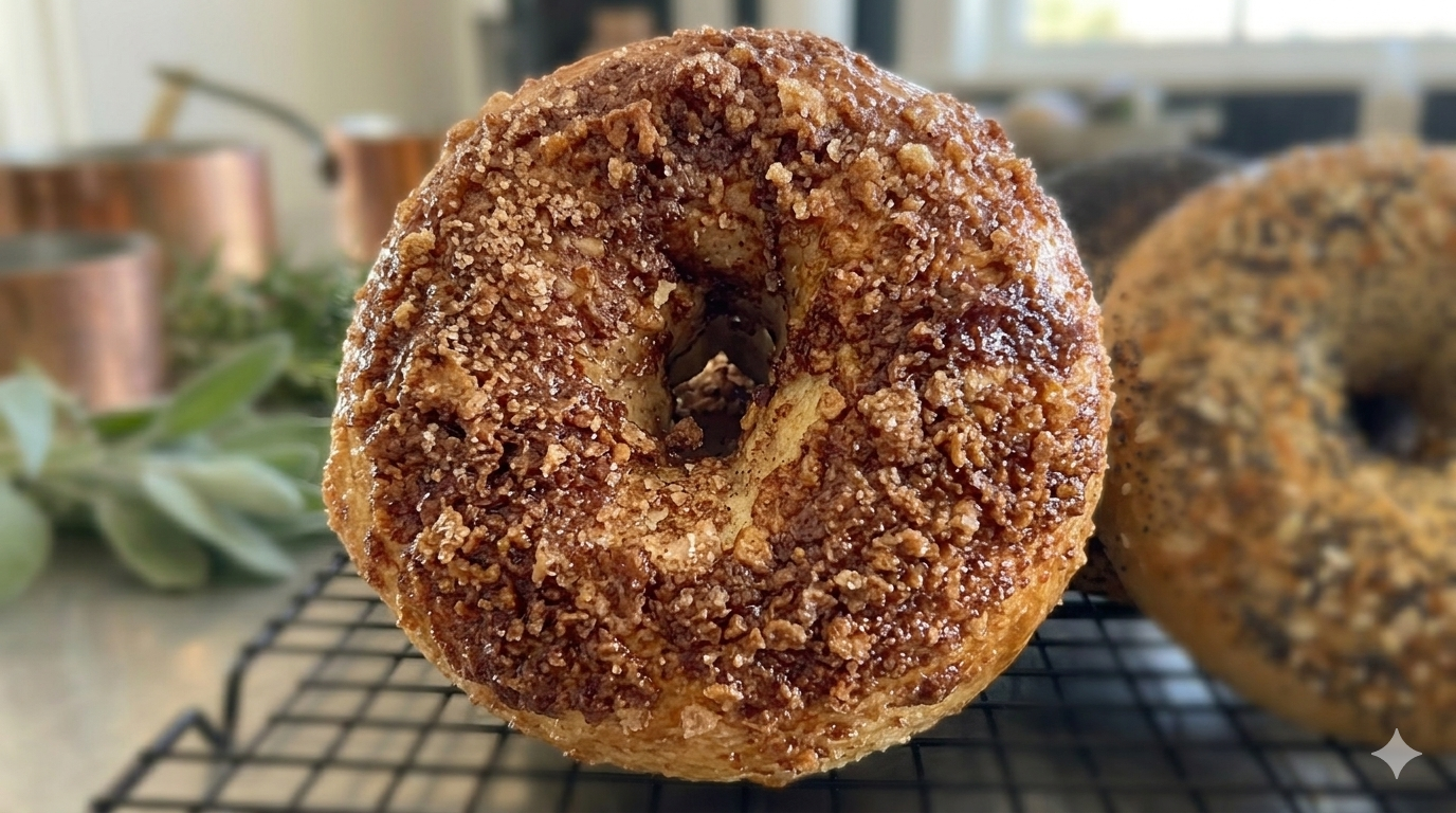 Cinnamon crunch sourdough bagel