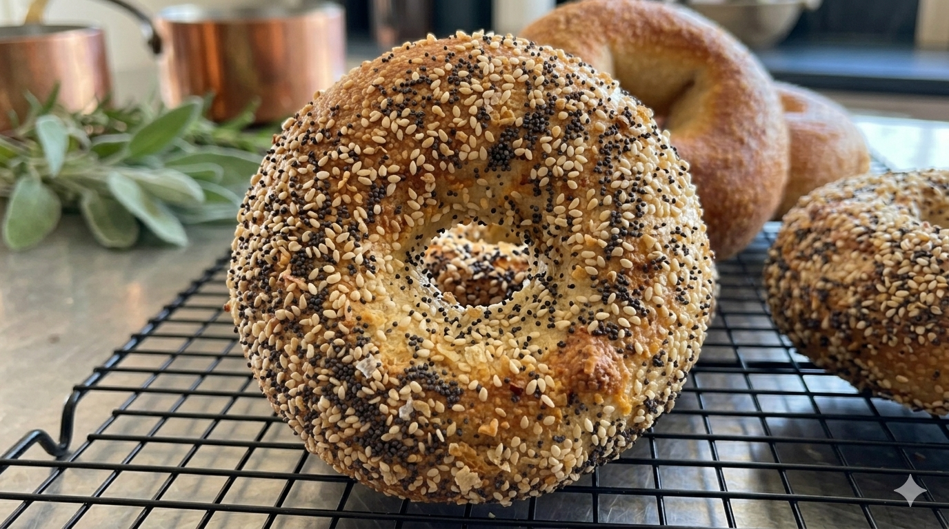 Everything sourdough bagel